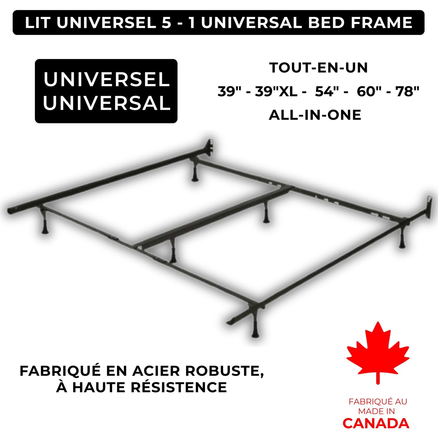 5-in-1 Universal Metal Bed Frame $80 OFF Local Product ❤️ Made in Canada
