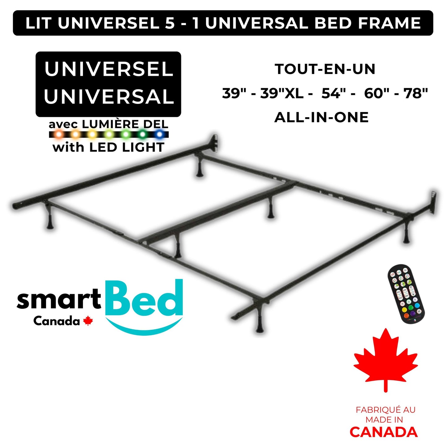 5-in-1 Universal Metal Bed Frame $80 OFF Local Product ❤️ Made in Canada